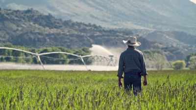 Water pulled from the river
irrigates fields - Epic Yellowstone
