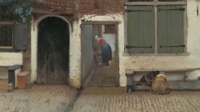 Water trickles back towards us
via a gutter, - Vermeer: The Greatest Exhibition