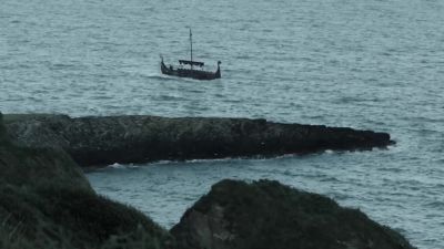 (waves crash and lap at the shore) - Vikings