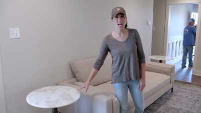 We also have this marble look
that ties into the kitchen. - Fixer Upper: Behind the Design