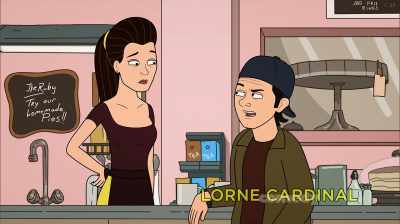 We assume it was grey, but TVs
were black & white back then. - Corner Gas Animated