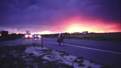 We were being chased
by this storm, - Shadow of a Wheel