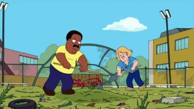 ♪ We built this ballpark - The Cleveland Show