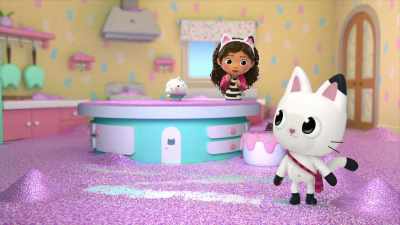 We can use our sweep styles
to clean this Kitchen up fast. - Gabby's Dollhouse