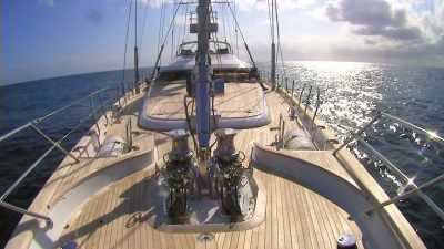 We can't open that stern
door with this much swell. - Below Deck Sailing Yacht