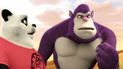 We crashed from over there,
so let's get a move on. - Panda vs. Aliens