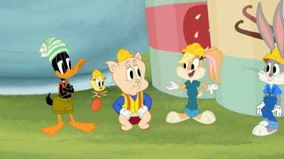 We did it. We
built Taz a smash-proof house. - Bugs Bunny Builders
