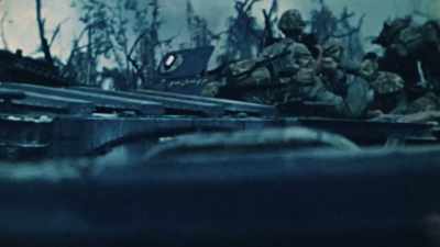 We got to the beach
amid erupting shell bursts - The Pacific War in Color