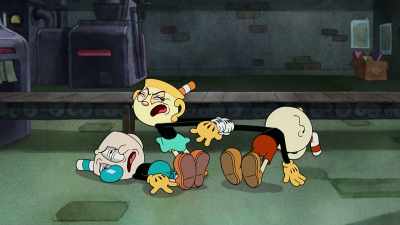 -We gotta scram!
-[grunts] - The Cuphead Show!