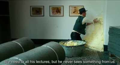 We have to go to all his lectures,
but he never looks at us.
. - Never Look Away