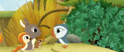 We have to go in quietly.
We don't want to wake... - Puffin Rock and the New Friends