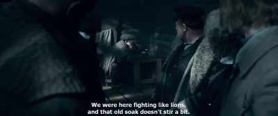 We were here fighting like lions,
and that old soak doesn't stir a bit. - Gogol. Viy
