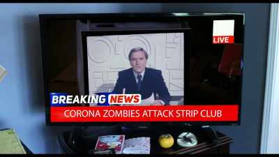 We interrupt this broadcast
for more breaking news - Corona Zombies