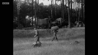 We set up our vehicles in
a circle under the trees, - Berlin 1945
