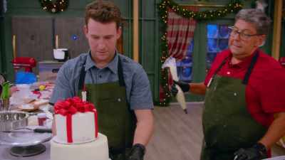 - We stacked our cakes,
and we're looking at it, - Baking It