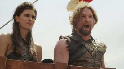 We will plug the men's ears with wax.
Eurylochus, throw me a rope. - Troy the Odyssey