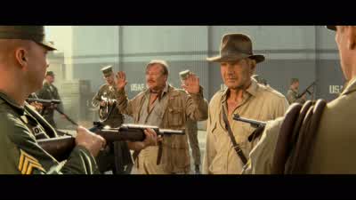 We were younger I still am youngWe had gunsPut your hands down will you You're embarrassing usBet you 500 bucks we can get out of thisLet's call it 100 - Indiana Jones and the Kingdom of the Crystal Skull