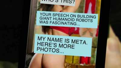 - Well, based on my
 miniaturized computer system- - Giantess Attack vs. Mecha Fembot