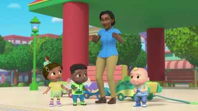 ♪ We'll learn the train sounds
Then ride the train ♪ - CoComelon Lane