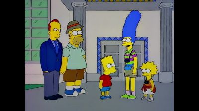 We'll meet you boys
back here for dinner. - The Simpsons