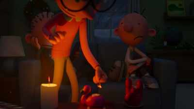 Well, with the power out,
Rowley can't call the cops - Diary of a Wimpy Kid Christmas: Cabin Fever