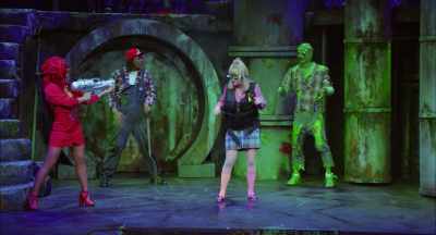 - Well, you'll have to
go through me first! - The Toxic Avenger: The Musical