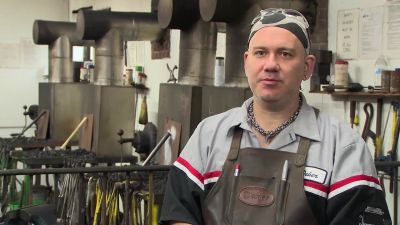 - We're down at my
blacksmith guild's shop. - Forged in Fire