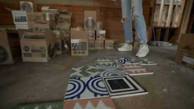 We're figuring out
how to lay out
all these random tiles. - Why the Heck Did I Buy This House?