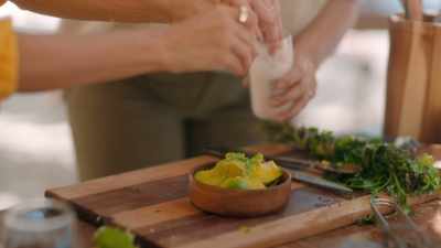 - We're gonna do some mangoes,
also grilled. - Eva Longoria: Searching for Mexico