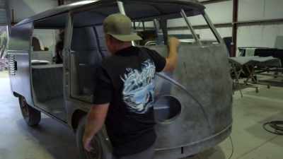 We're halfway through this
very rare 1960 VW panel van, - Shorty's Dream Shop