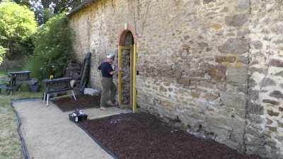 We're making up a lime-based
mortar, so it's mask time. - Escape to the Chateau: Make Do & Mend