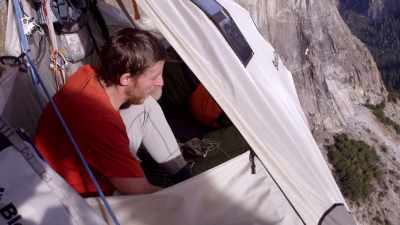 'We're sitting in a
portaledge, which is basically' - The Dawn Wall