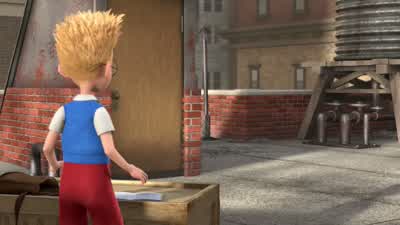 Hey what are you doing up hereWould you quit that please I know you're not a pigeonYou're blowing my coverWe're the only ones up hereThat's just what they want you to thinkNow enough mopingTake this back to the science fair and fix that Memory ScannerStop - Meet the Robinsons