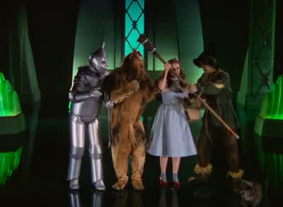 Please sir We've done what you told usWe've brought you the broomstick of the Wicked Witch of the WestWe melted herAh you liquidated her ehVery resourceful Yes sir - The Wizard of Oz
