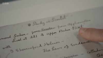 We've got, "Lived at 221B Upper
Baker Street." - Killing Sherlock: Lucy Worsley on the Case of Conan Doyle