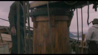 -[WHALE BLOWS]
-JONES: The first boat is ready. - The North Water