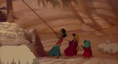 What are you girls doingWe're trying to get the funny man out of the wellTrying to get the funny man out of the wellWell that's one I've never heard beforeMOSES YELLS GASPSOh my Oh Don't worry down thereWe'll get you out Hold onGRUNTINGYouHuhCHUCKLES - The Prince of Egypt