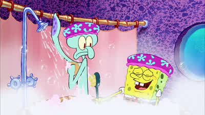 SpongeBob What are you doing in hereI have to tell you something SquidwardWhatever it is can't it wait until we get to workThere's no shower at workWhat do you wantI just wanted to say I'll be thanking youin my managerial acceptance speech todaySQUIDWARD - The SpongeBob SquarePants Movie