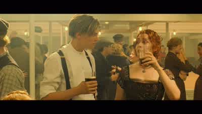 What? You think a first-class girl can't drink? Oh! Hey, get out of here. You all right? I'm fine. T - Titanic