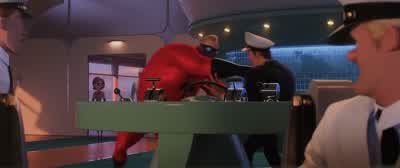 What? Mayday! Mayday! Mayday! Hold! Let him talk. Superheroes have forcibly taken the bridge. Repeat - Incredibles 2
