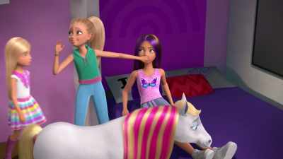 What the...
[muffled yell] - Barbie: A Touch of Magic