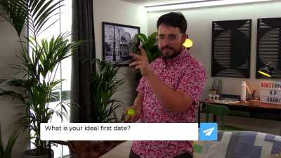 "What is your ideal first date,
question mark." Send. - The Circle