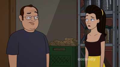 - What'd you get?
- Food... [grunts] - Corner Gas Animated