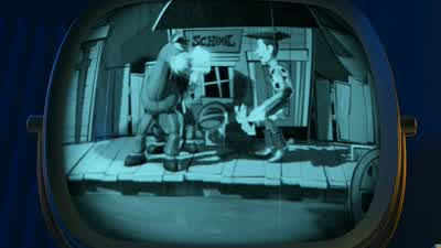 What's thatJessie and Prospector are trapped in the old abandoned mineand Prospector just lit a stick of dynamite thinkin' it was a candleand now they're about to be blown to smithereensMmm hmmRide like the wind Bullseye - Toy Story 2