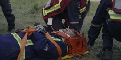 - Wheezer's out of
surgery, his back's broken, - SkyMed