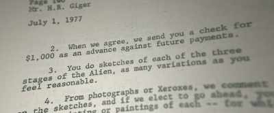 When we agree, we send you a
check for $1,000 as an advance - Memory: The Origins of Alien
