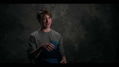 When he catches the star
and he starts blinking really fast, - American Vandal