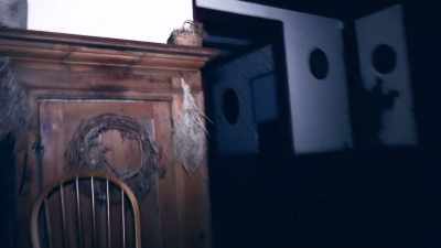 When we headed downstairs,
our walkie talkies - The Harrisville Haunting: The Real Conjuring House