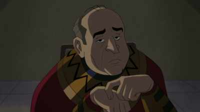 When he's knocked on the head,
he forgets everything he did as Tut. - Batman vs  Two Face
