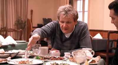 WHEN I ASKED VERY POLITELY
"IS THE CRAB MEAT FRESH?", - Kitchen Nightmares